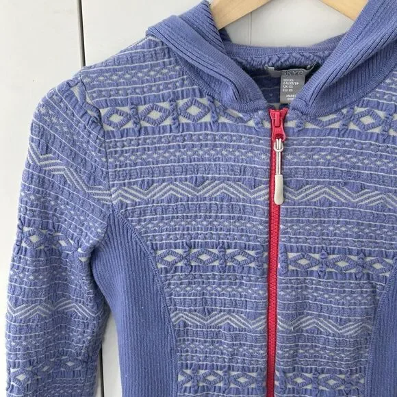 SKYR Full Zip Sweater Jacket Size XS Hooded Knit Print Periwinkle Purple - Picture 2 of 6